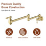 Retro Wall-Mount Pot Filler Kitchen Faucet with 360° Rotation & High-Flow Aerator