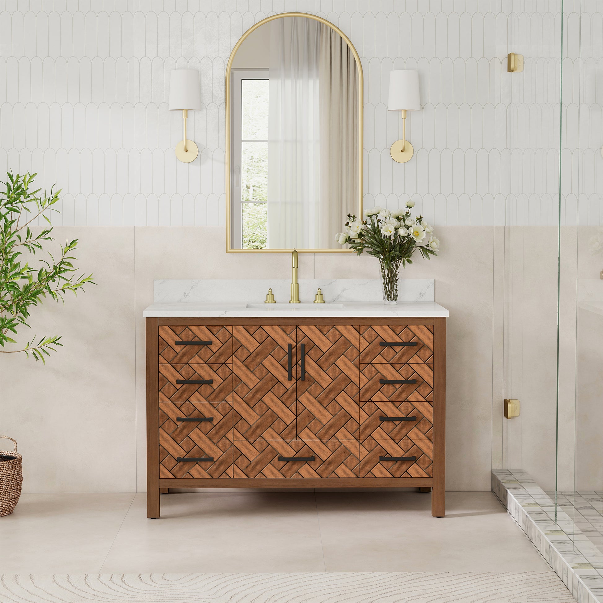 48" Bathroom Vanity with Engineering Stone Top & Single Sink