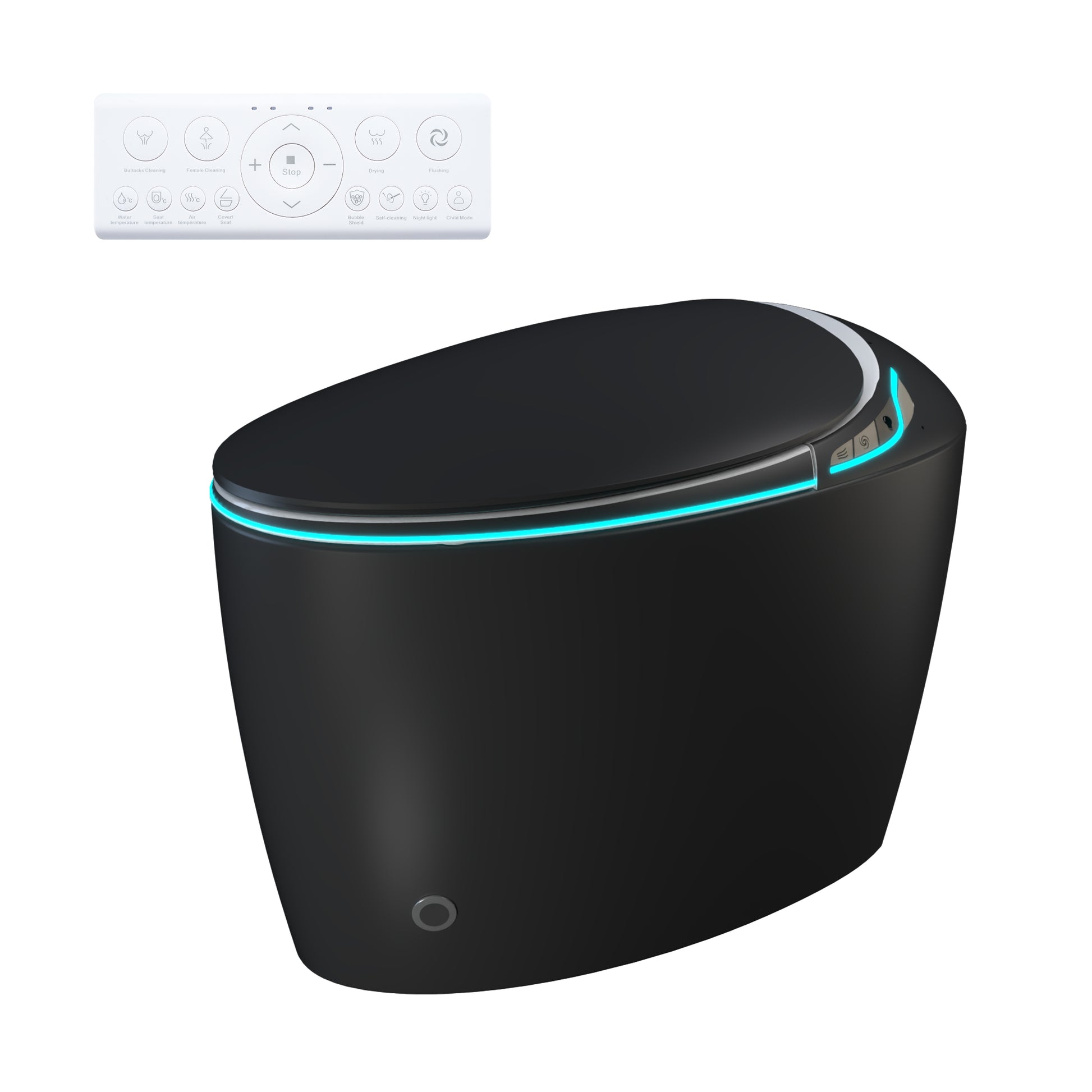 Egg-Shaped Smart Toilet with Automatic Lid, Heated Seat & Bidet Wash, Black & Pink