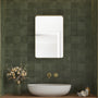 Tempered Glass Wall-Mounted Mirror with Gold Metal Frame