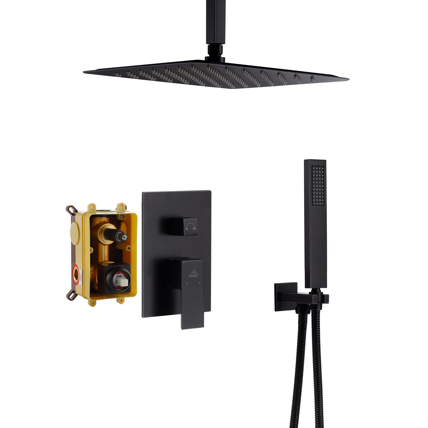 10" Ceiling Mount Dual Shower Head System with Handheld & Rough in Valve