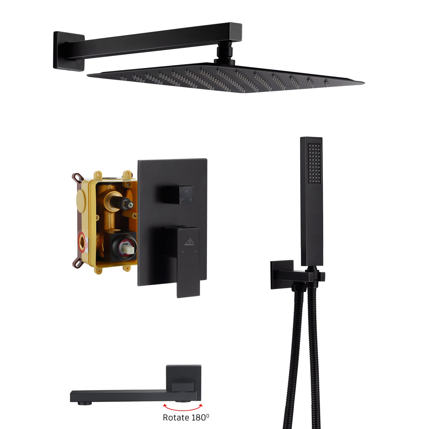 10" Wall Mounted Dual Shower Head Rain Shower System with Tub Spout