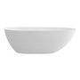 CASAINC 59/63/67/71" Solid Surface Freestanding Bathtub, Egg Shell Shaped Stone Resin Freestanding Tubs, Contemporary Oval Soaking Tub with Overflow and  Drain, Matte White
