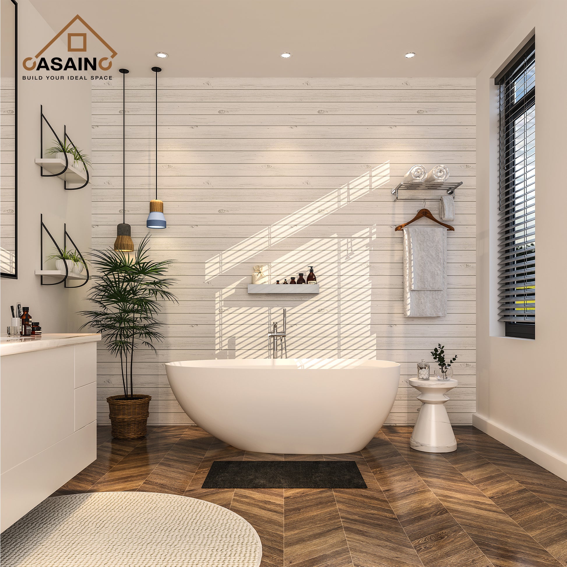 CASAINC 59/63/67/71" Solid Surface Freestanding Bathtub, Egg Shell Shaped Stone Resin Freestanding Tubs, Contemporary Oval Soaking Tub with Overflow and  Drain, Matte White