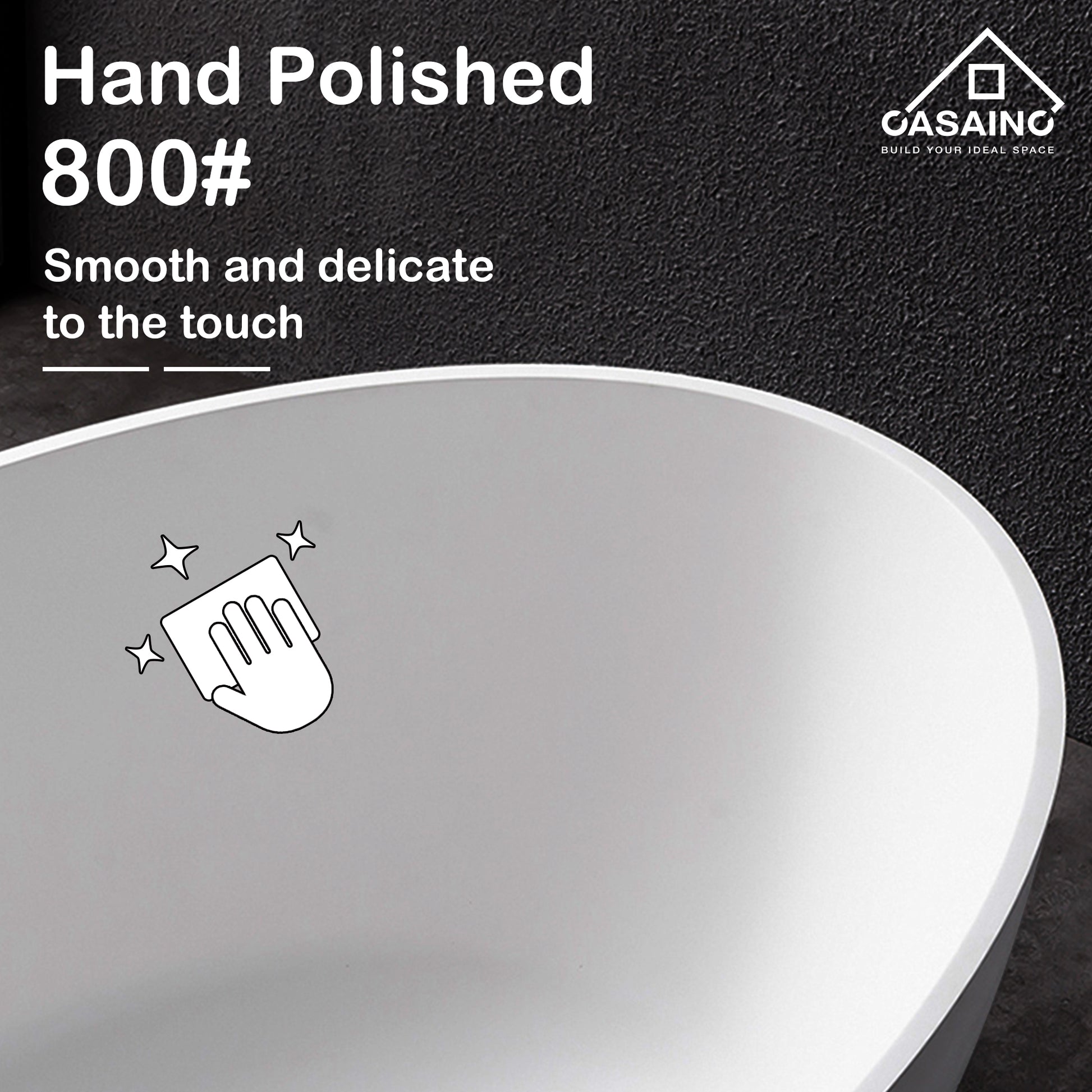 55 inches  Solid Surface Free-Standing Bathtub with Center  Drain in Matte White