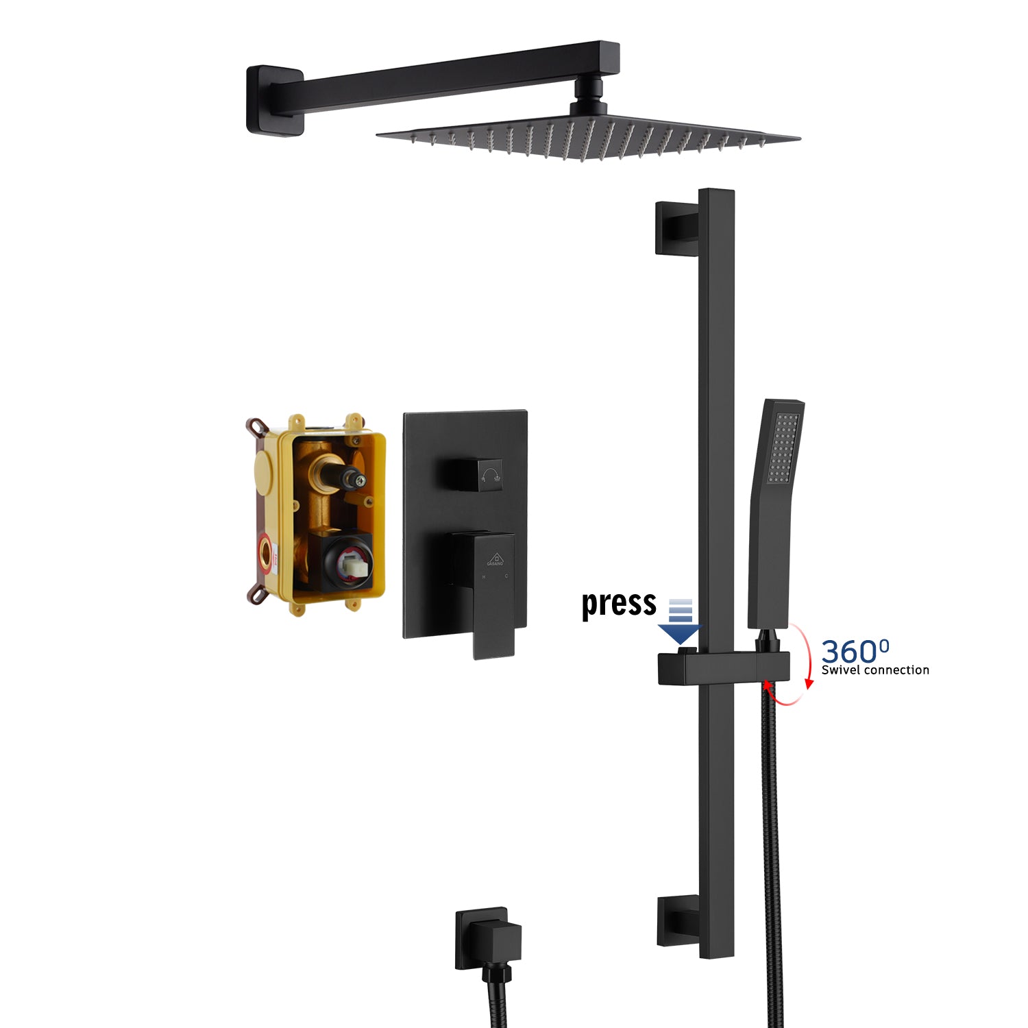 2 Function 10-In Wall Mounted  Dual Shower Heads Shower System With Sliding Rod Shower Hand