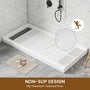 60"x30" Solid Surface Alcove Shower Pan Base in White, Drain Included
