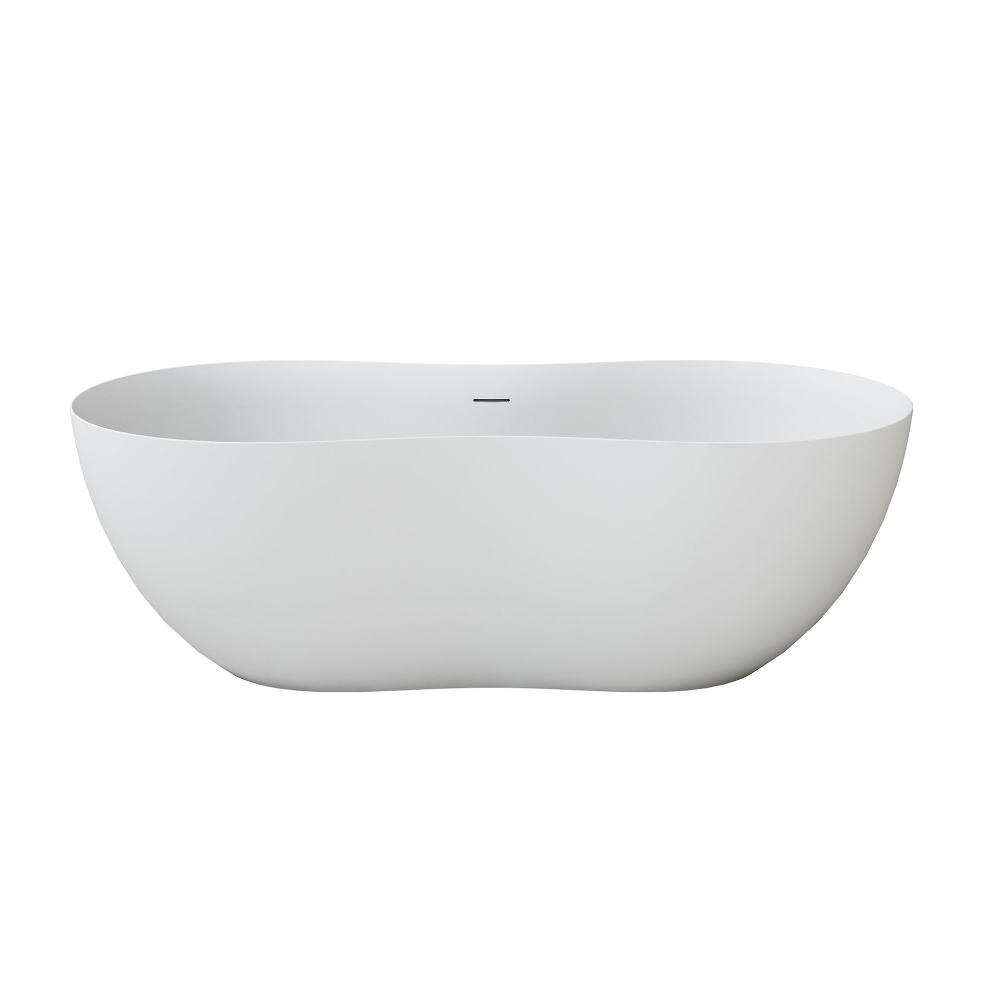 67" Solid Surface Freestanding Soaking Bathtub with Unique Peanut Shape