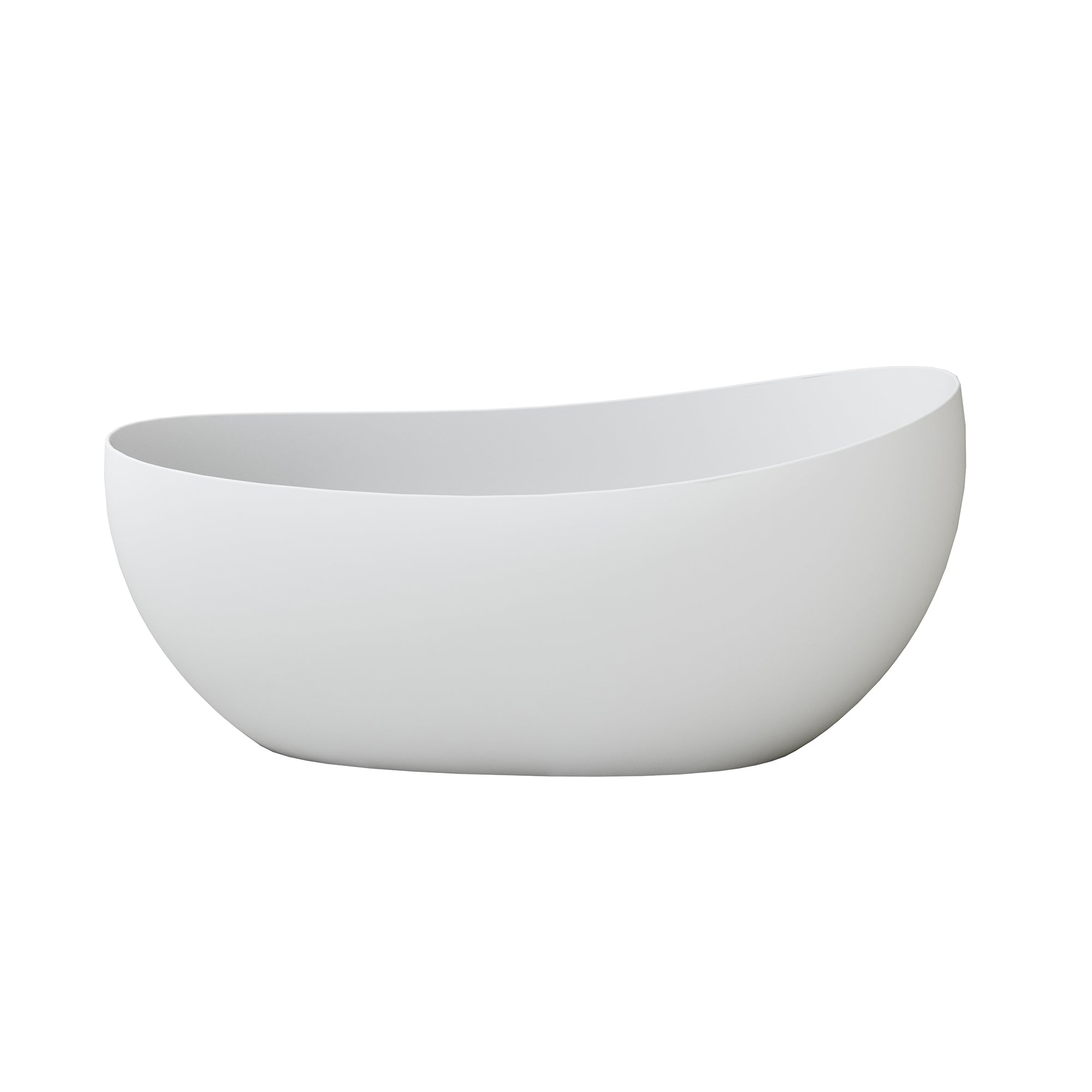 63" Solid Surface Freestanding Soaking Bathtub with High Backrest