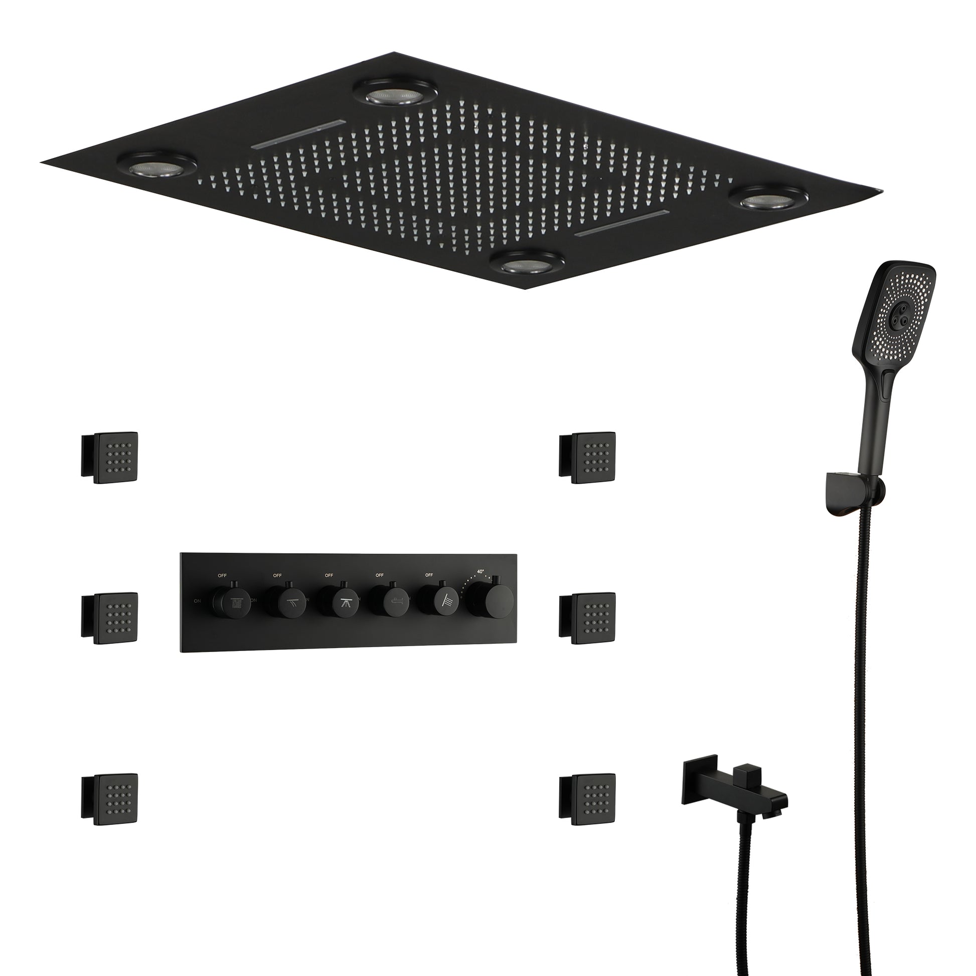 32*24-inch Luxury Shower System with Body Jets & LED Lights