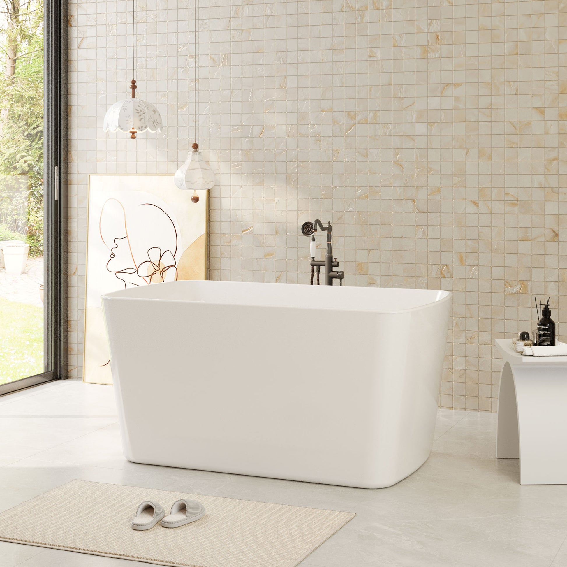 49" Acrylic Freestanding Japanese Soaking Bathtub with Sit-In Design - Glendale