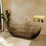 69" Coffee Pure Resin Freestanding Bathtub with Ergonomic Soaking Comfort