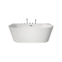 63" Acrylic Freestanding Whirlpool Bathtub with 6 Jets and 7-Color LED Light
