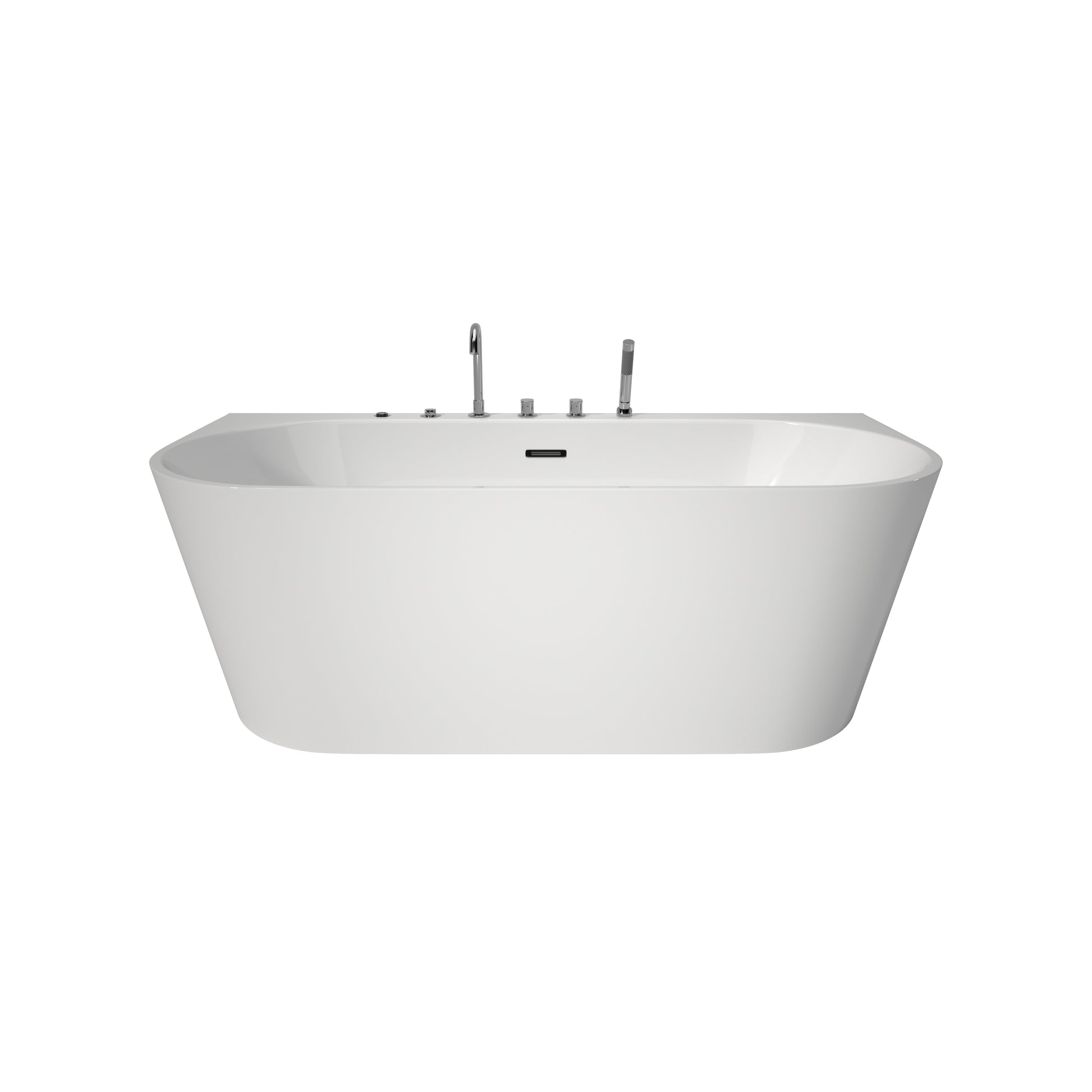 63" Acrylic Freestanding Whirlpool Bathtub with 6 Jets and 7-Color LED Light