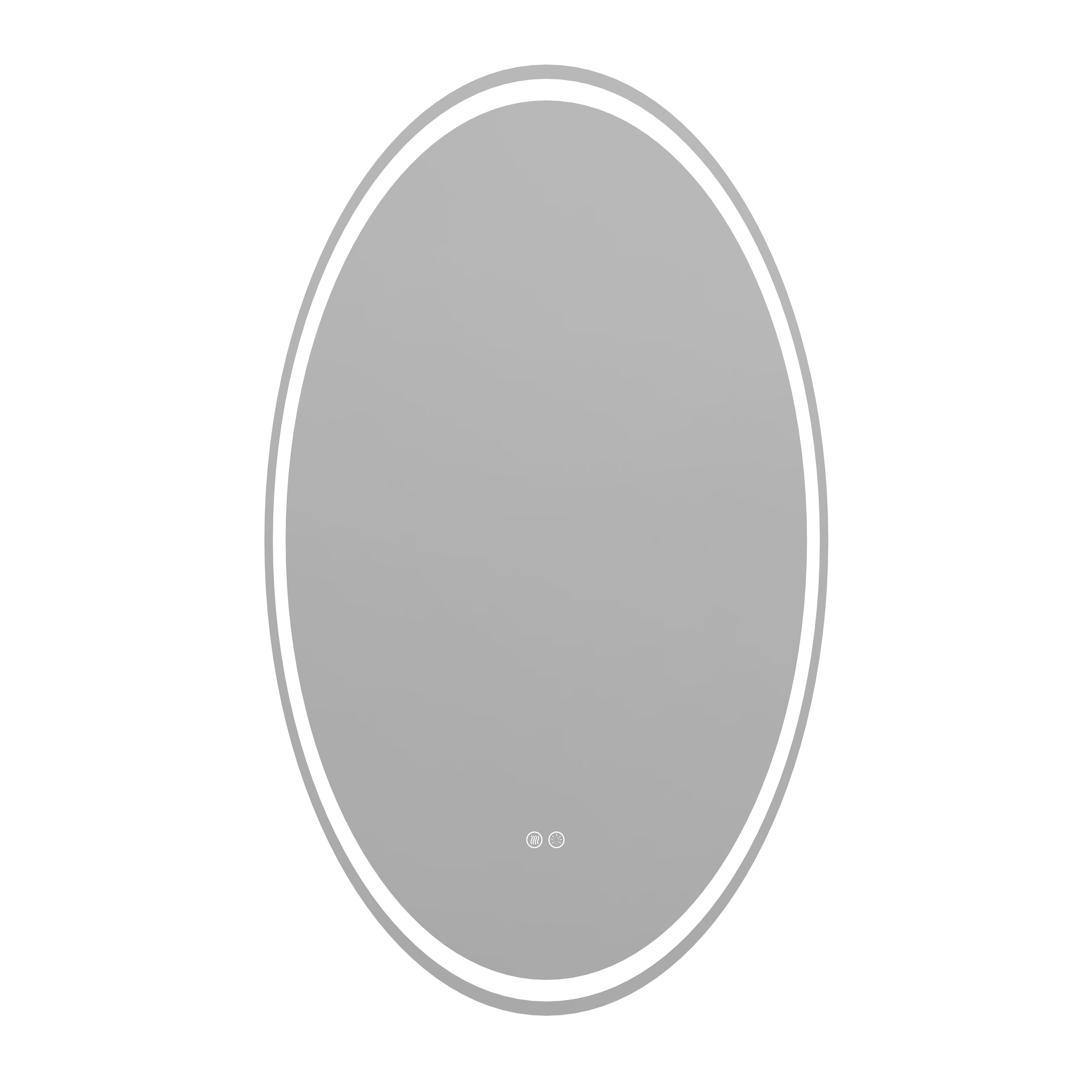 Oval Frameless LED Bathroom Mirror with Front & Backlit, Anti-Fog