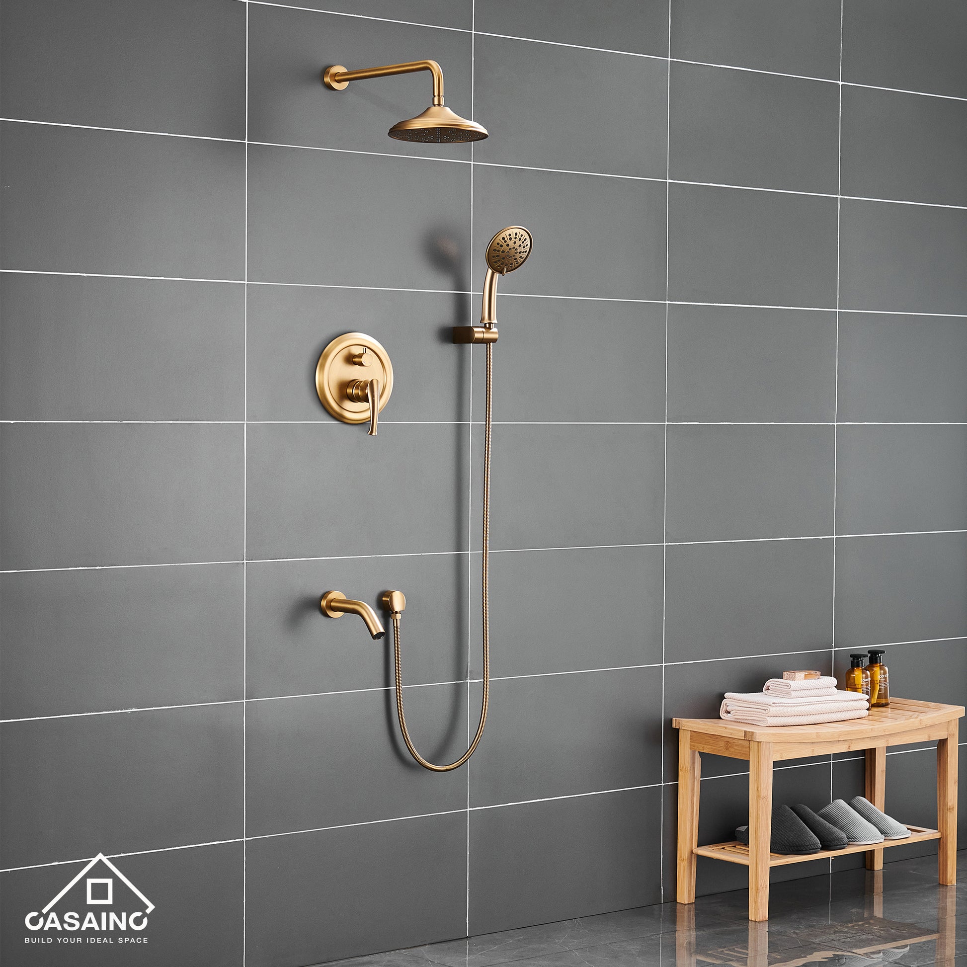CASAINC 8.3 inch Wall-mounted Rain Shower Faucet with Pressure Balanced Valve