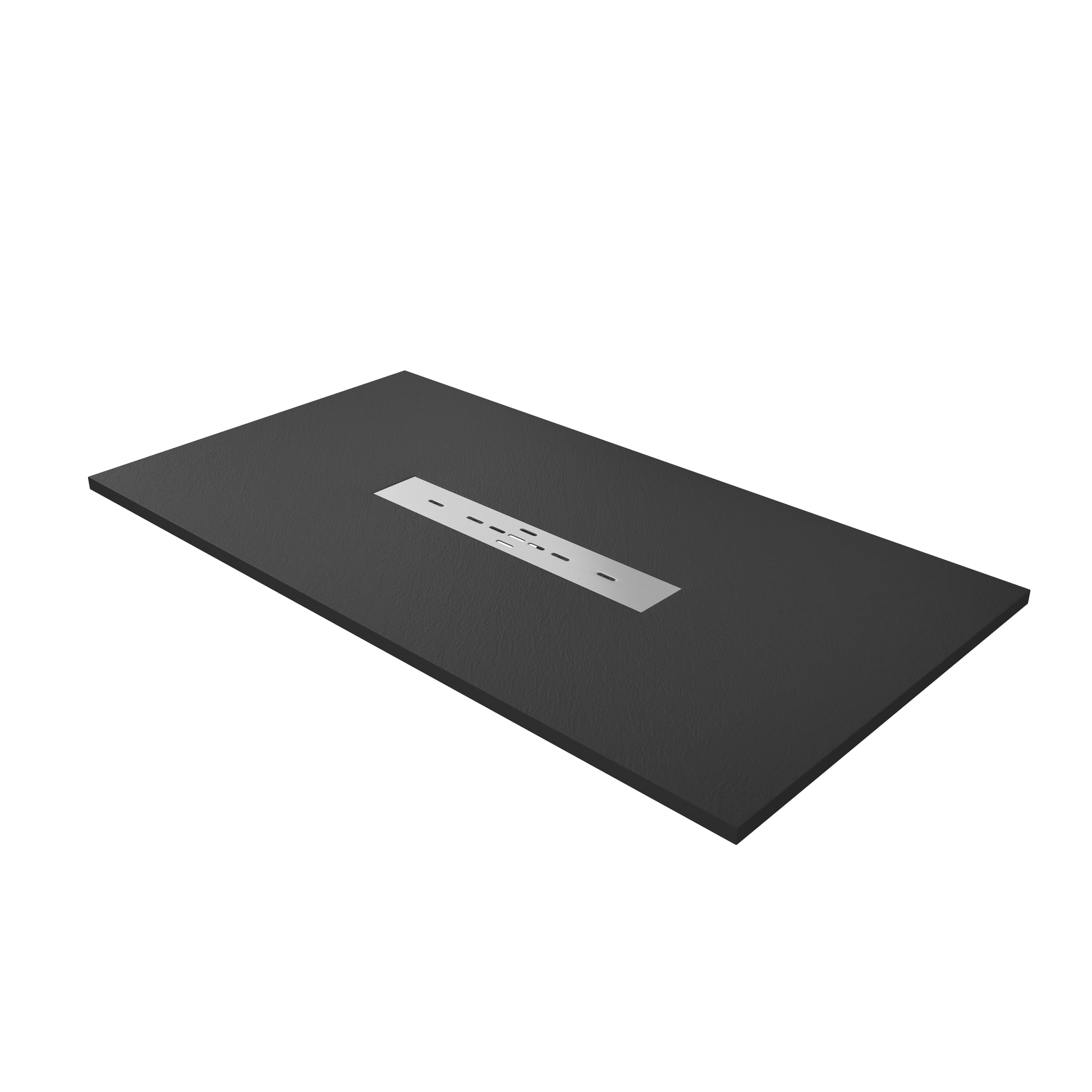 Durable SMC Composite Shower Base Pan with Center Drain in Black & White