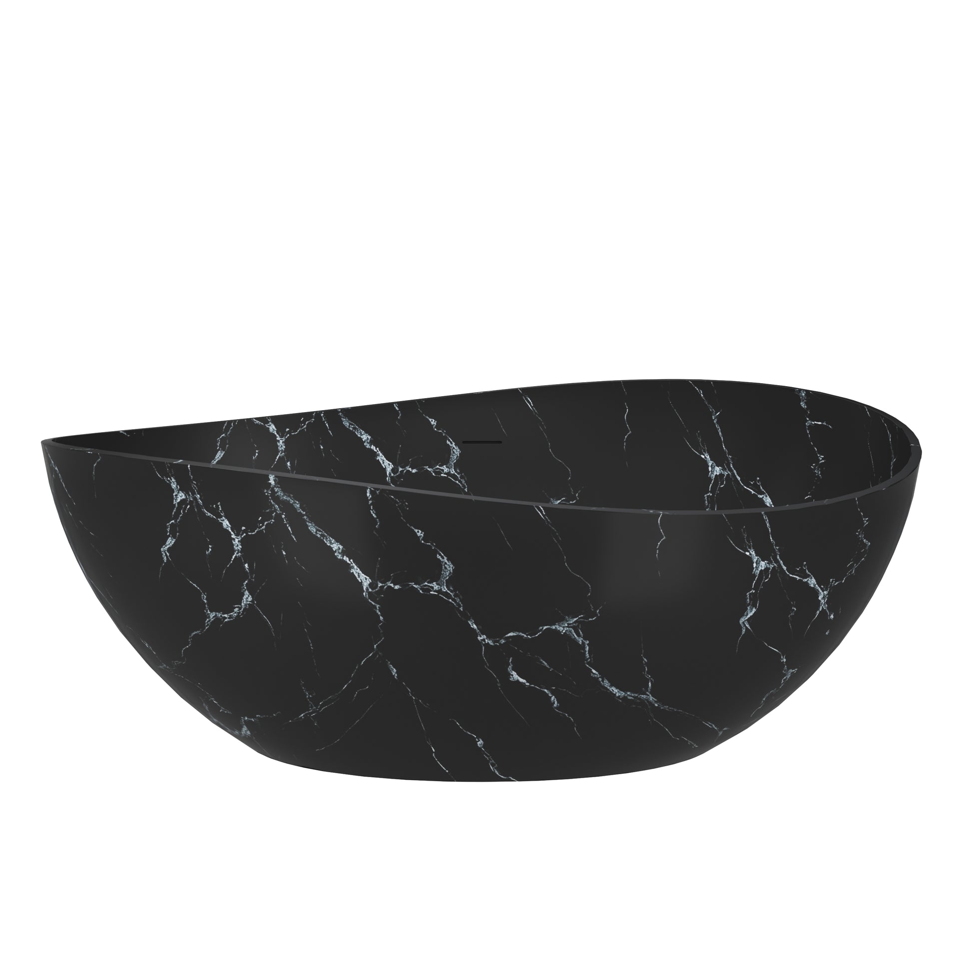 63" Artistic Marble Sculptural Solid Surface Freestanding Soaking Bathtub