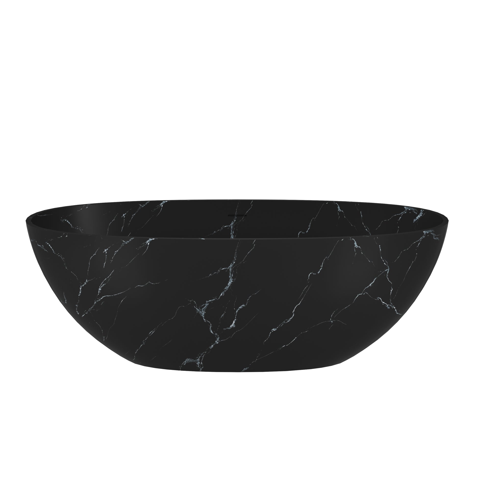 65" Freestanding Solid Surface Oval Bathtub in Marble Look Finish