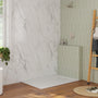 European-Style SMC Shower Base with Sleek Marble Texture in Black & White