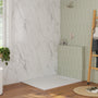 European-Style SMC Shower Base with Sleek Marble Texture in Black & White