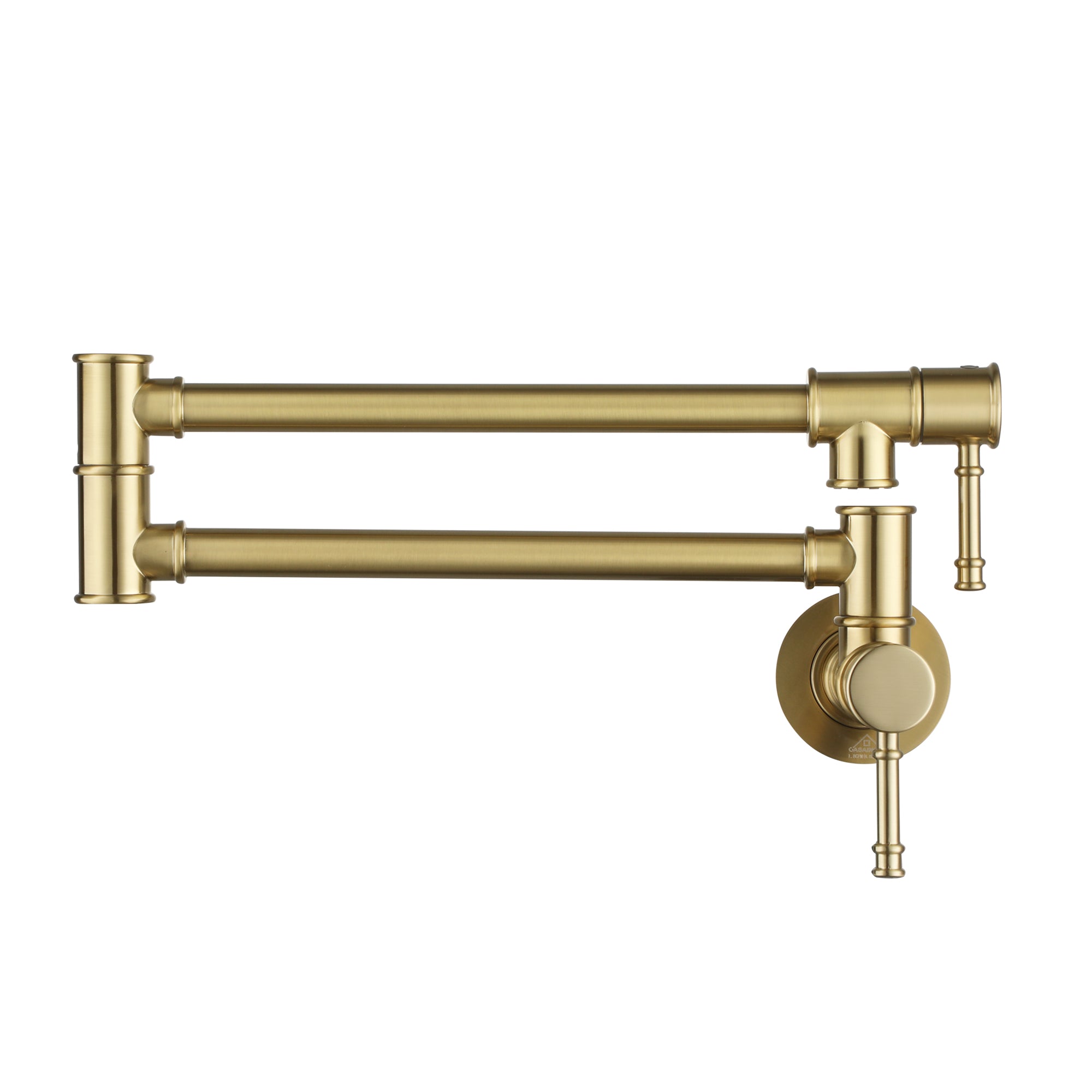 Space-Saving Wall-Mounted Pot Filler with Double Handles and Folding Design