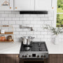 Space-Saving Wall-Mounted Pot Filler with Double Handles and Folding Design