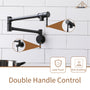 Space-Saving Wall-Mounted Pot Filler with Double Handles and Folding Design