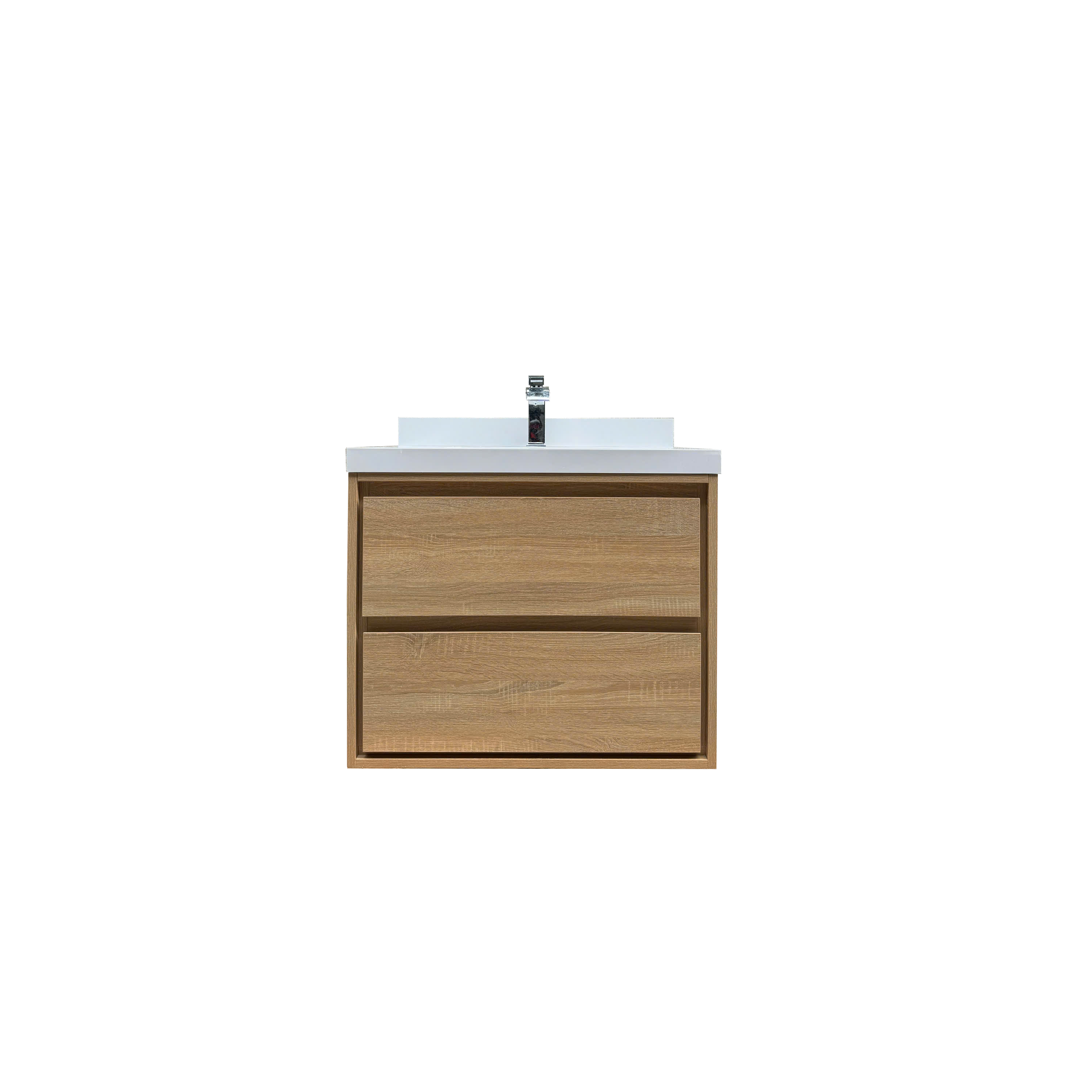 30" Wall-mount Single Sink Bathroom Vanity with Marble Top