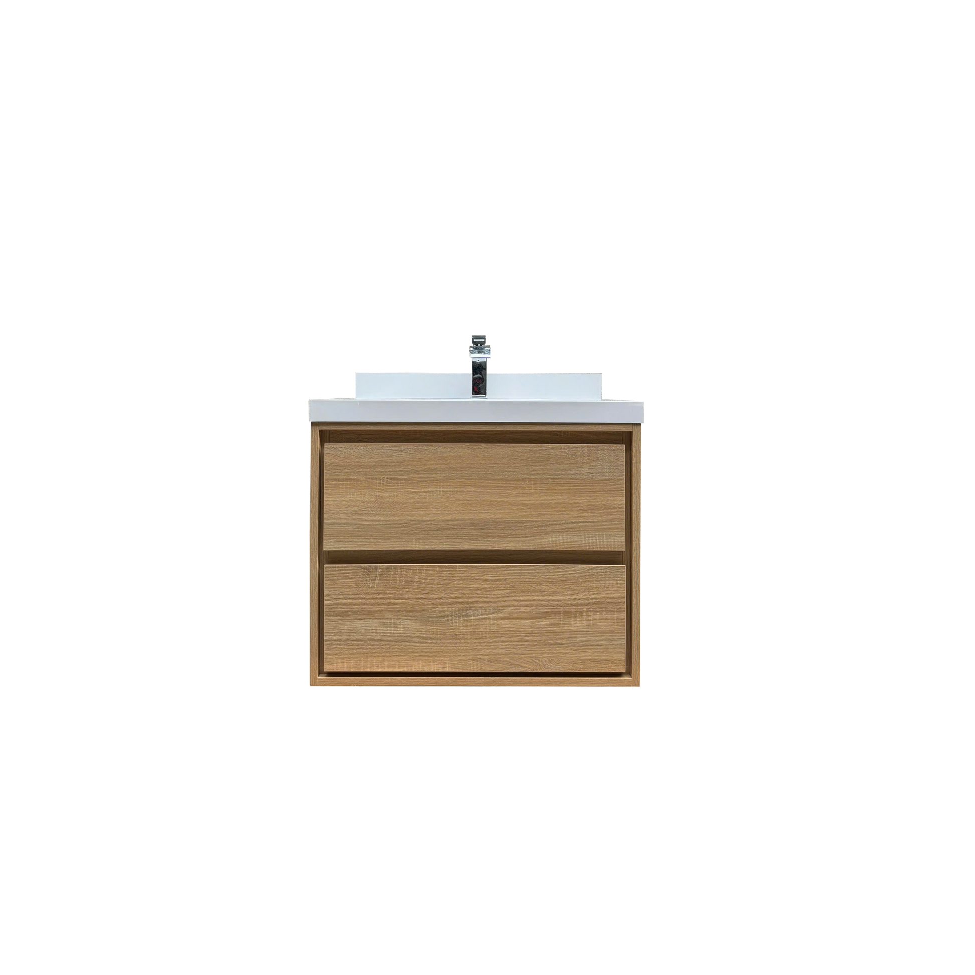 30" Wall-mount Single Sink Bathroom Vanity with Marble Top
