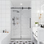 48"x76" Frameless Single Sliding Shower Door in Matte Black/Brushed Nickel/Chrome, Reversible Installation