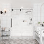 60"x76" Single Sliding Frameless Shower Door in Matte Black/Brushed Nickel/Chrome, 5/16" Thick Tempered Glass with SGCC Certification, Reversible Design