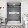60"x76" Single Sliding Frameless Shower Door in Matte Black/Brushed Nickel/Chrome, 5/16" Thick Tempered Glass with SGCC Certification, Reversible Design