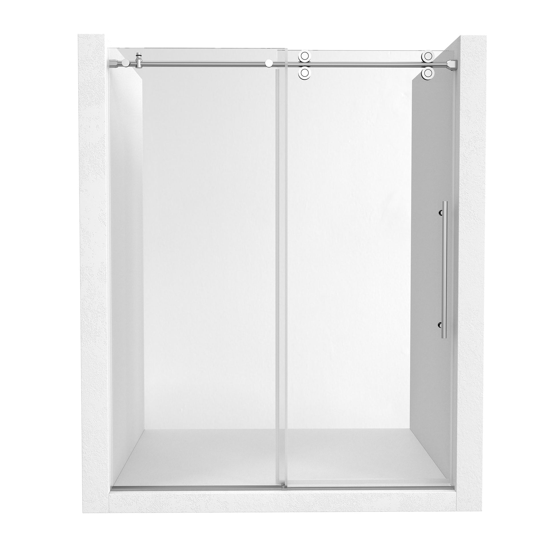 60"x76" Single Sliding Frameless Shower Door in Matte Black/Brushed Nickel/Chrome, 5/16" Thick Tempered Glass with SGCC Certification, Reversible Design