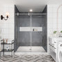60"x76" Single Sliding Frameless Shower Door in Matte Black/Brushed Nickel/Chrome, 5/16" Thick Tempered Glass with SGCC Certification, Reversible Design