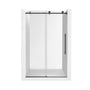 48"x76" Frameless Single Sliding Shower Door in Matte Black/Brushed Nickel/Chrome, Tempered Safety Glass and Reversible Installation