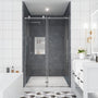 48"x76" Frameless Single Sliding Shower Door in Matte Black/Brushed Nickel/Chrome, Tempered Safety Glass and Reversible Installation