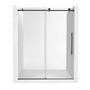 60"x76" Single Sliding Frameless Shower Door in Matte Black/Brushed Nickel/Chrome, Stainless Steel Wheels featuring an Anti-Skid Design