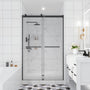 48"x76" Double Frameless Shower Door in Matte Black/Brushed Nickel/Chrome, Sliding Shower Enclosure with Rounded Corners Tempered Glass