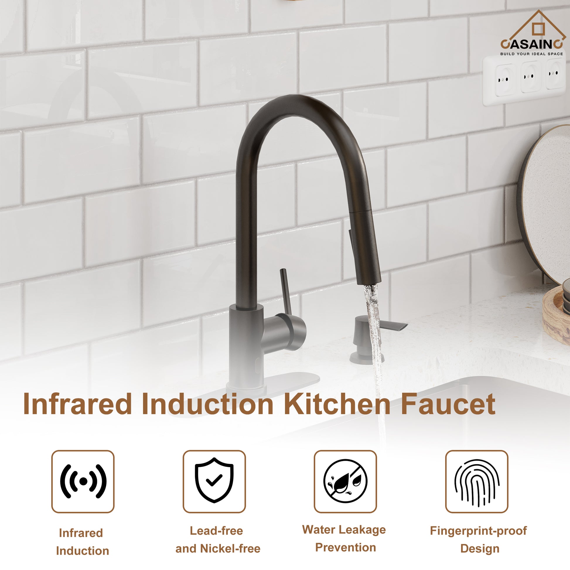 Matte Black Touchless Kitchen Faucet with Pull-Down Sprayer