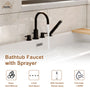2-Handle Deck-Mount Roman Tub Faucet with Hand Shower in Matte Black