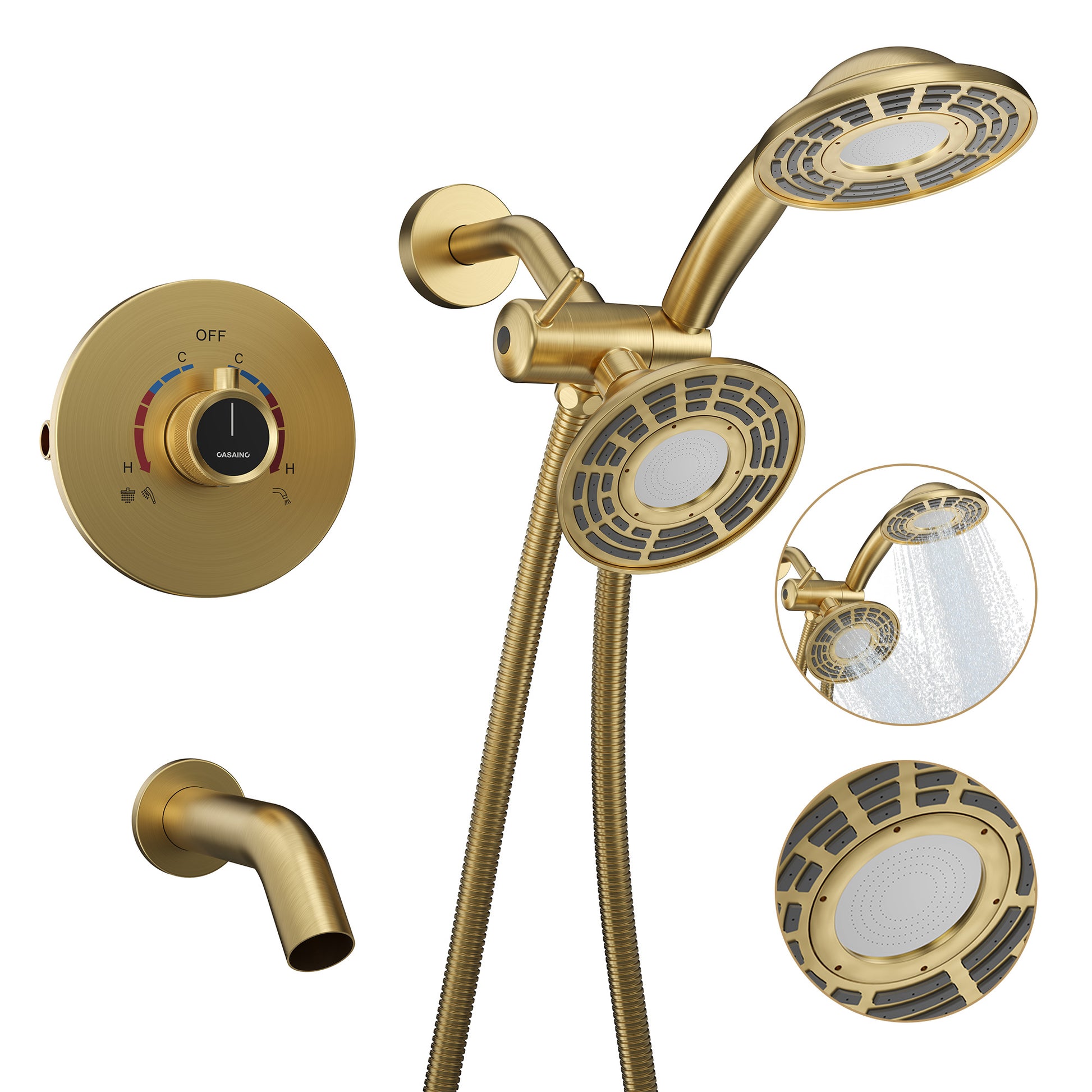 5-inch 3-Function Shower Faucet with Handheld & Tub Spout