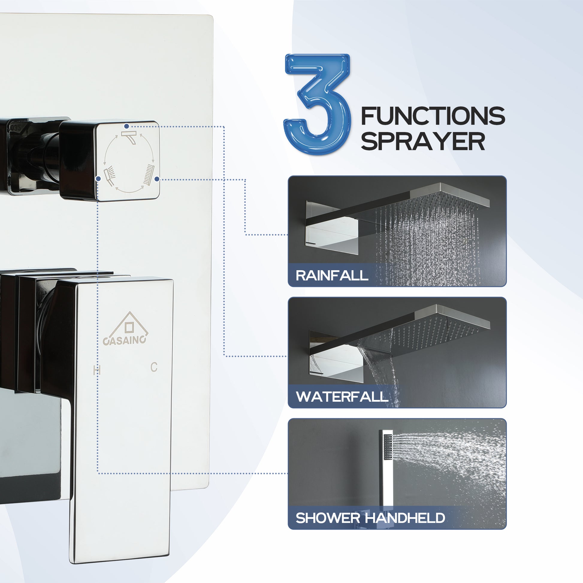 22" Wall Mounted Stainless Steel Shower Systems With Handheld Shower