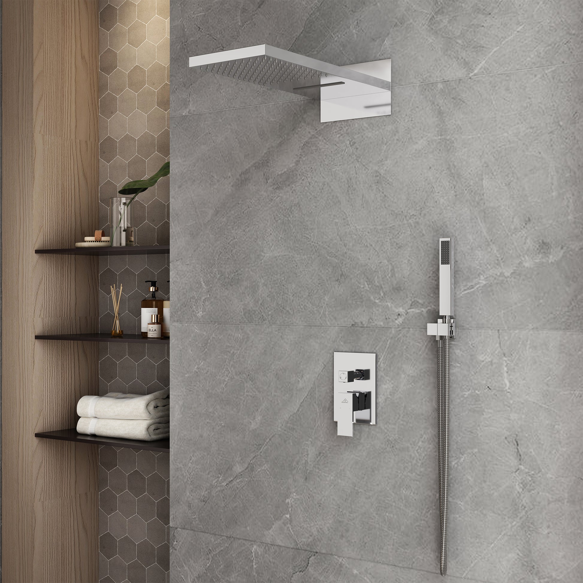 22" Wall Mounted Stainless Steel Shower Systems With Handheld Shower