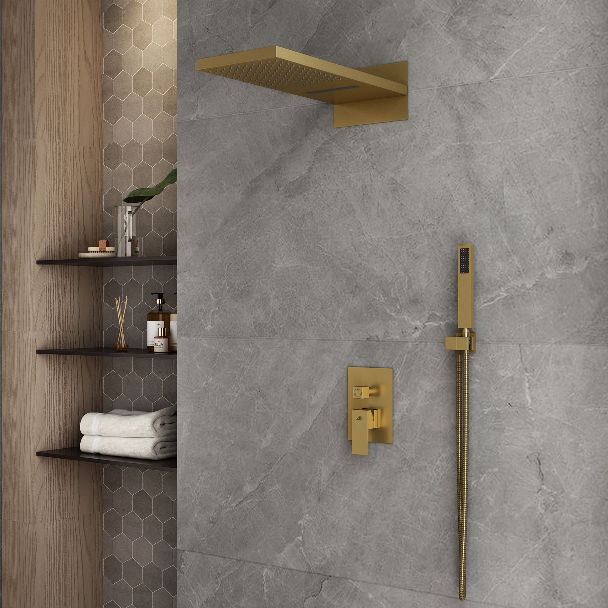 22" Wall Mounted Stainless Steel Shower Systems With Handheld Shower