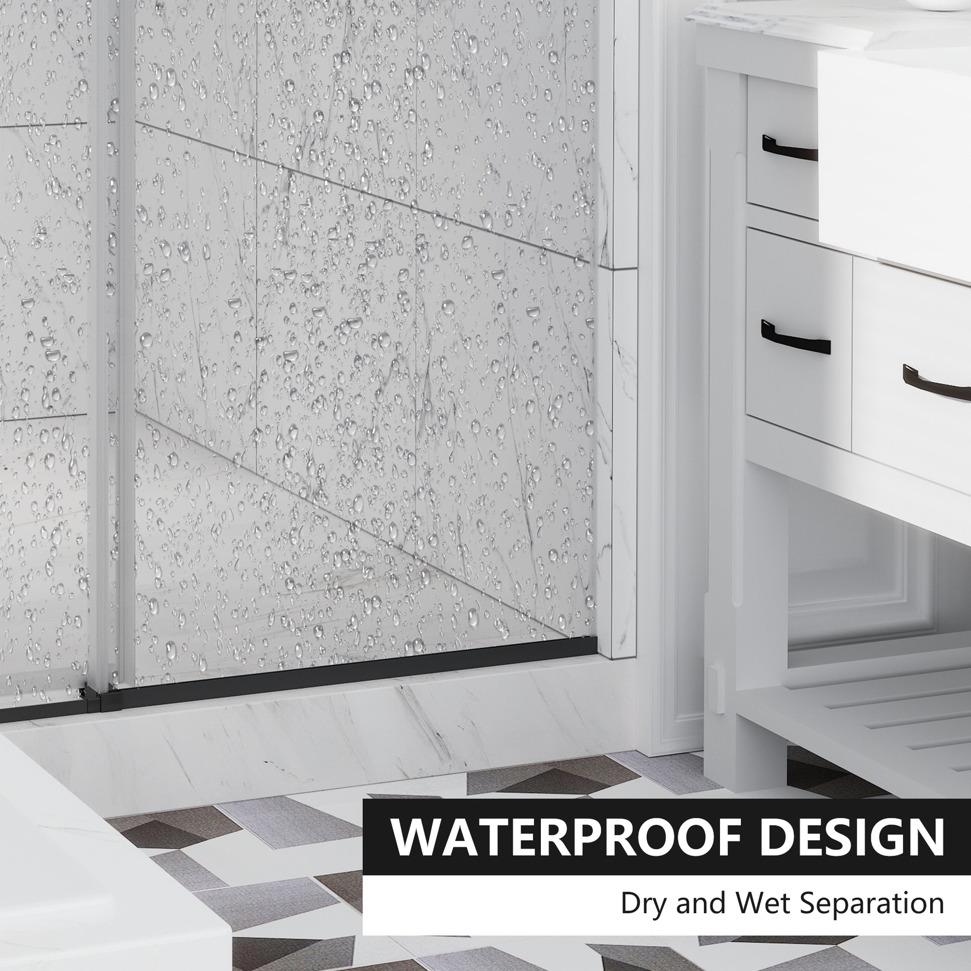 48"x76" Frameless Single Sliding Shower Door with Tempered Safety Glass and Reversible Installation