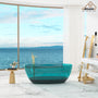 59"/67" Pure Resin Freestanding Transparent Bathtub with Center Drain