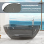 63" Unique Shaped Transparent Resin Freestanding Bathtub with Central Drain
