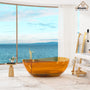 63" Unique Shaped Transparent Resin Freestanding Bathtub with Central Drain