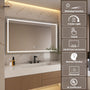 Frameless Rectangular LED Bathroom Mirror with Anti-Fog, Shatter-Proof